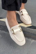 Elara Beige Suede Women's Loafers