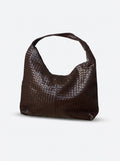 Belina Shoulder Bag Light Brown Faux Leather Woven Detail