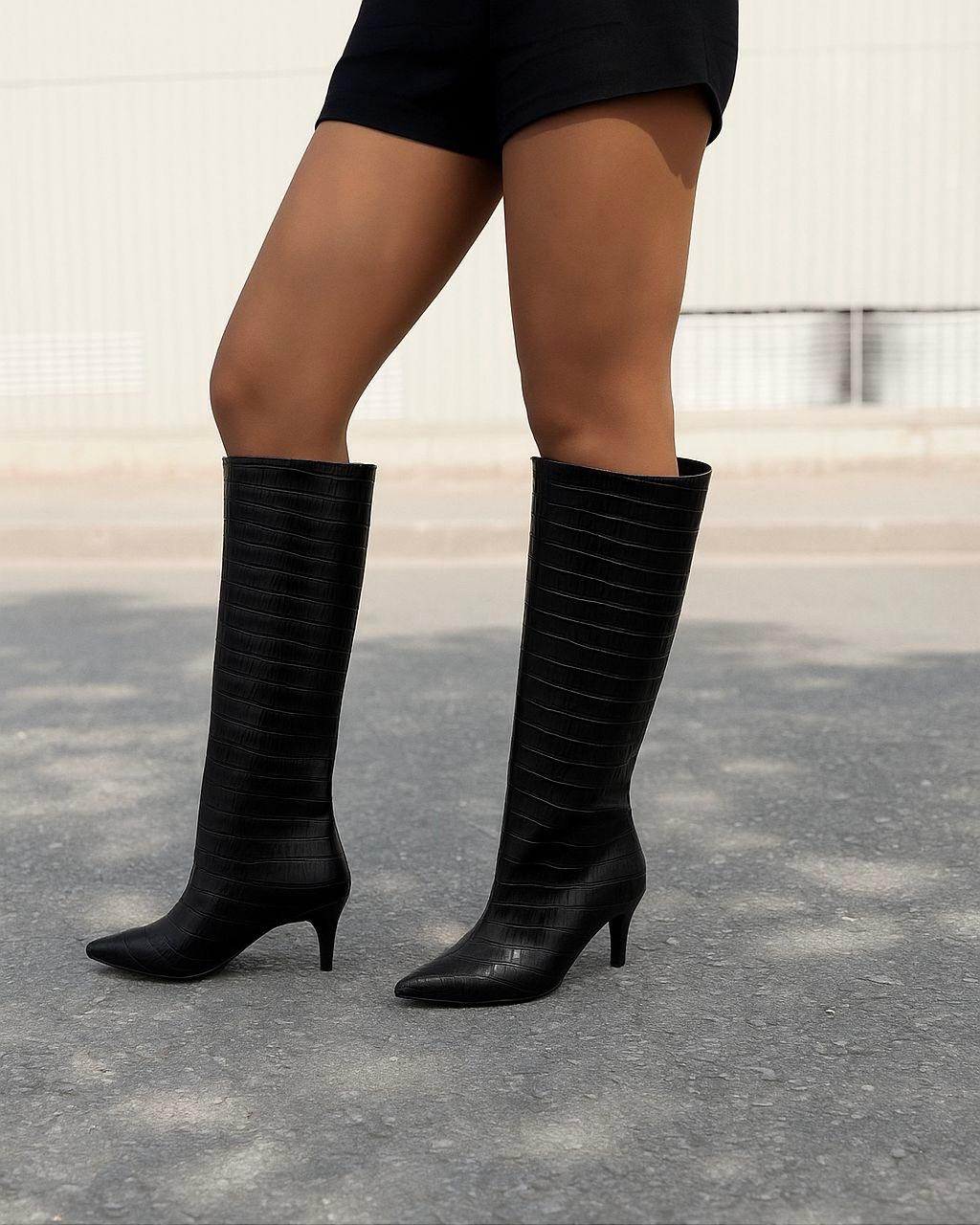 Gwen Patterned Women's Boots Black