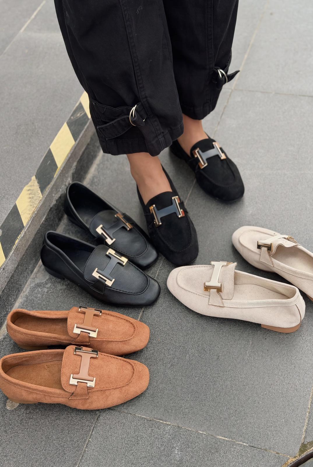 Elara Beige Suede Women's Loafers