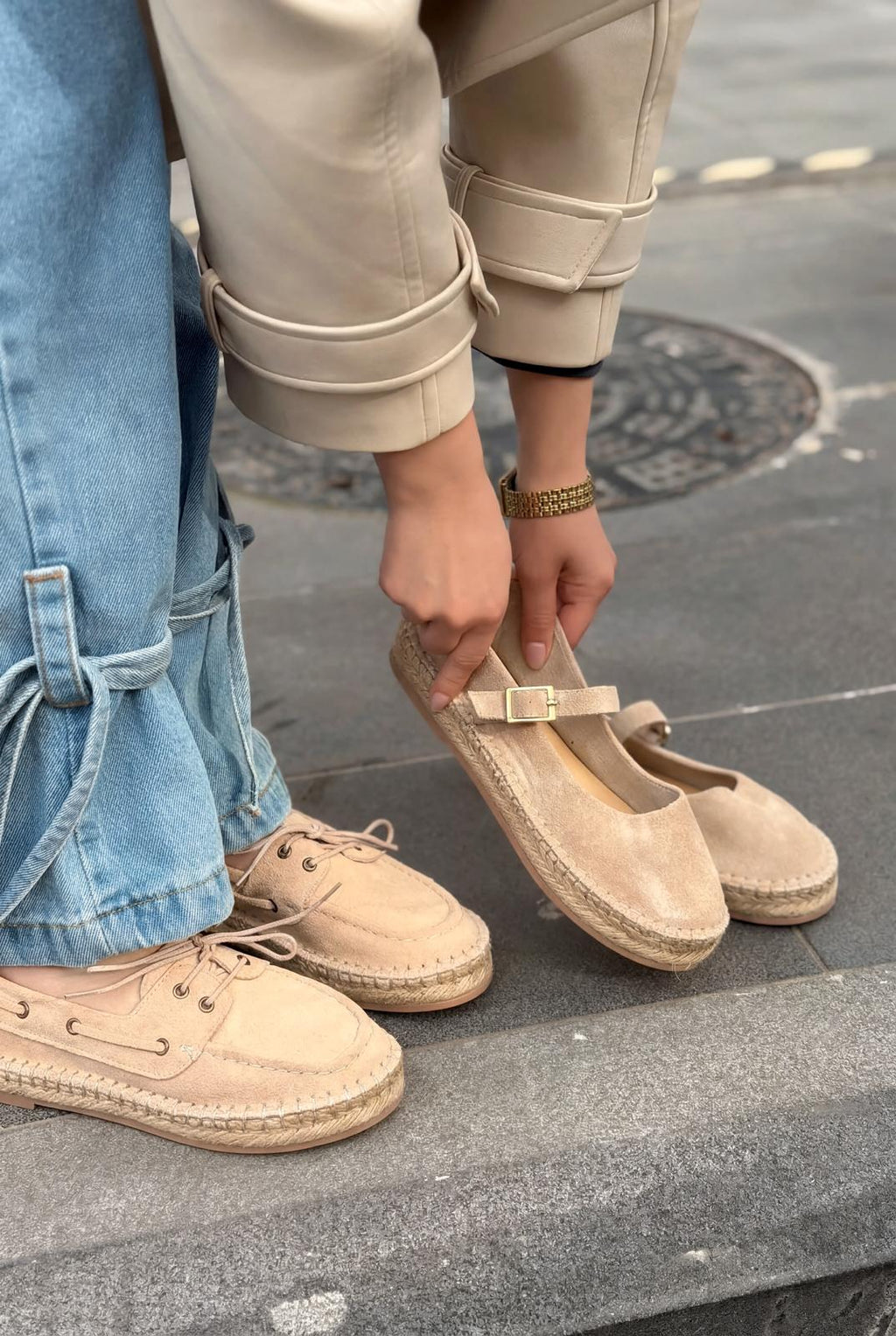 Selora Beige Genuine Suede Women's Loafers