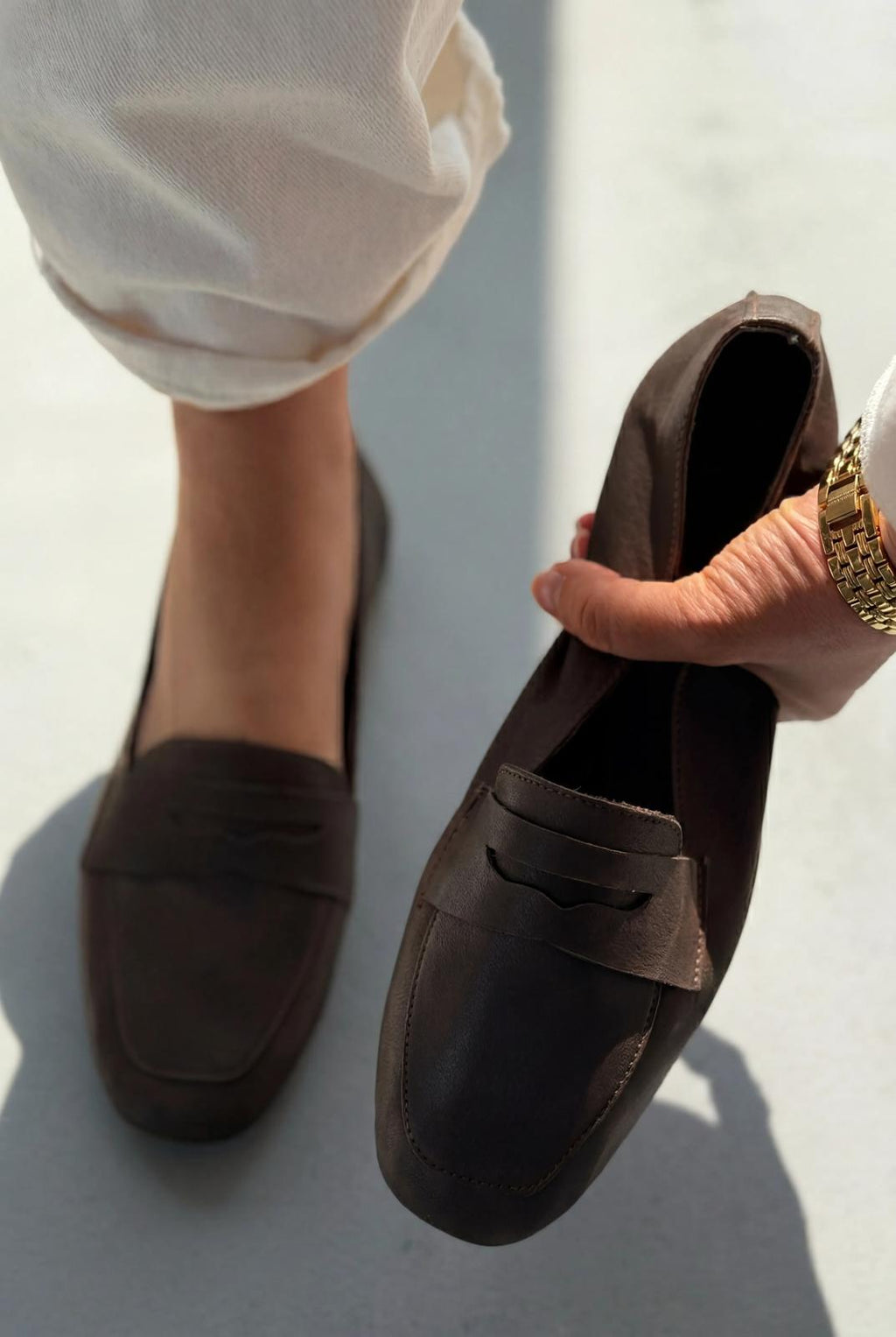 Melniel Light Brown Genuine Leather Women's Loafers
