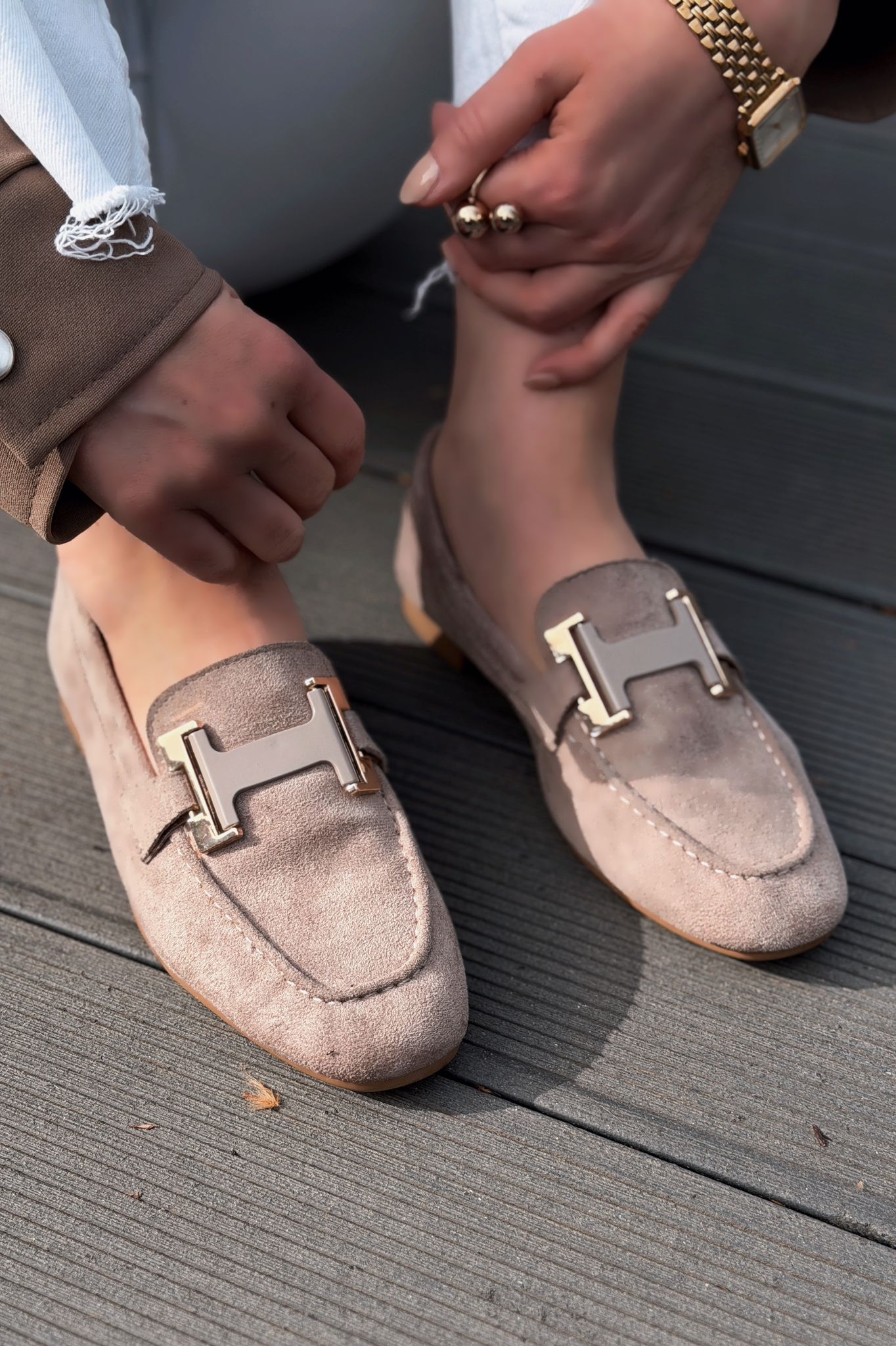 Elara Taupe Suede Women's Loafers