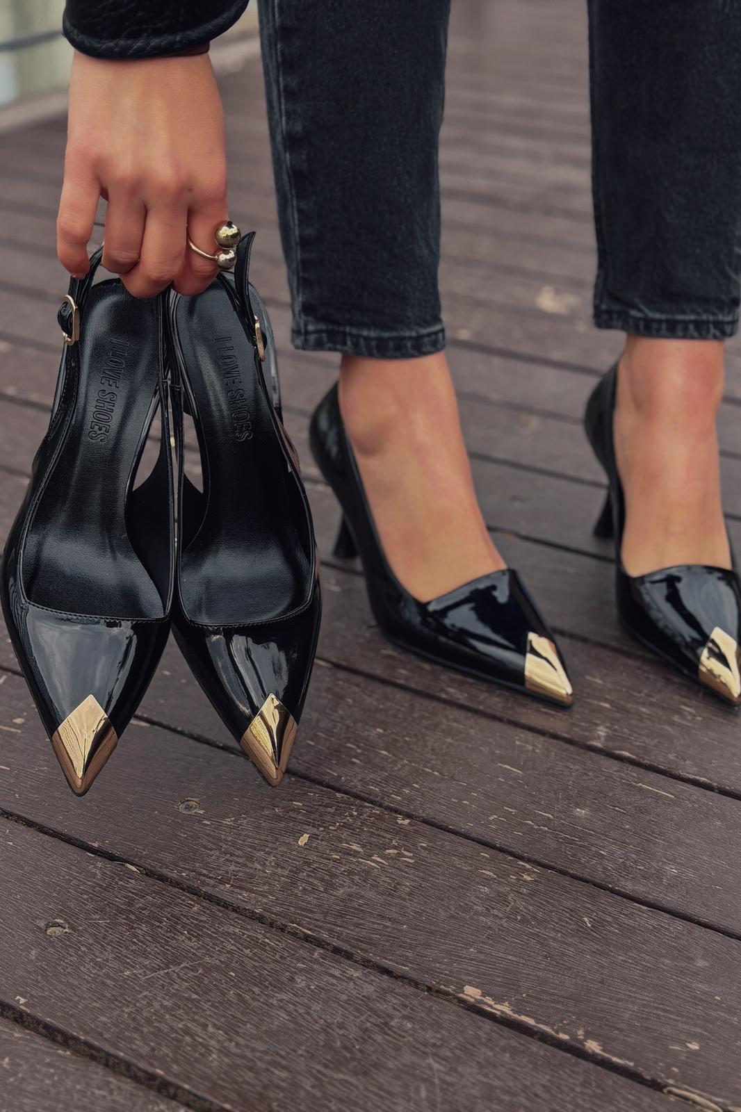 Noctra Black Patent Faux Leather Women's Stilettos