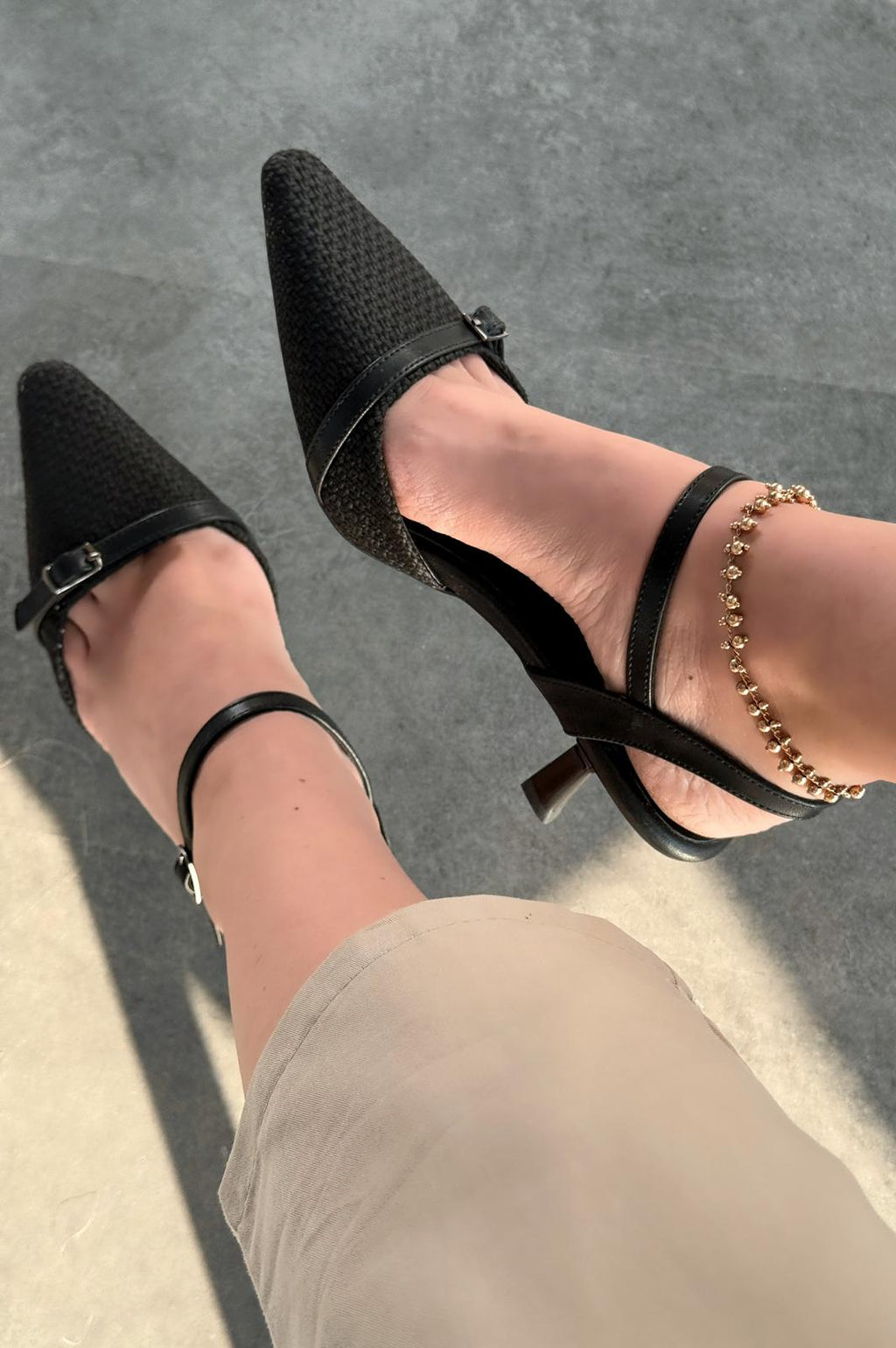 Rensowa Hasır Black Faux Leather Women's Stilettos