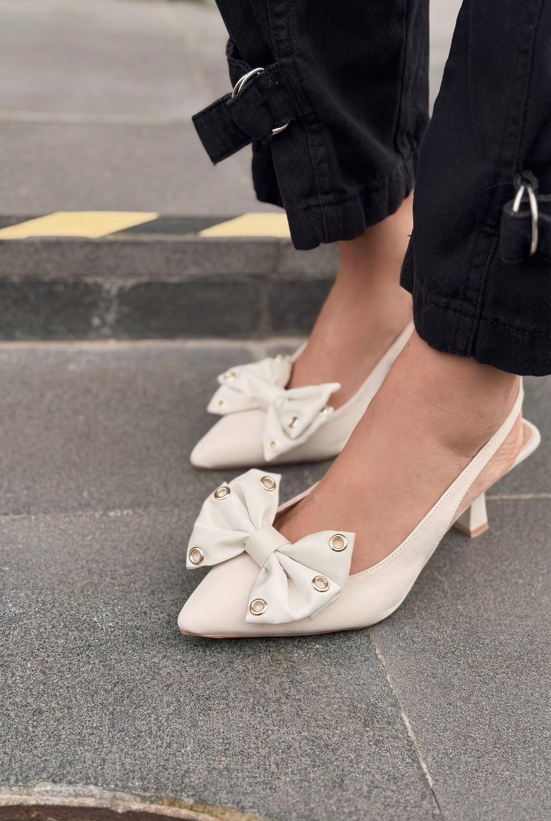 Delvonis Beige Satin Women's Stilettos
