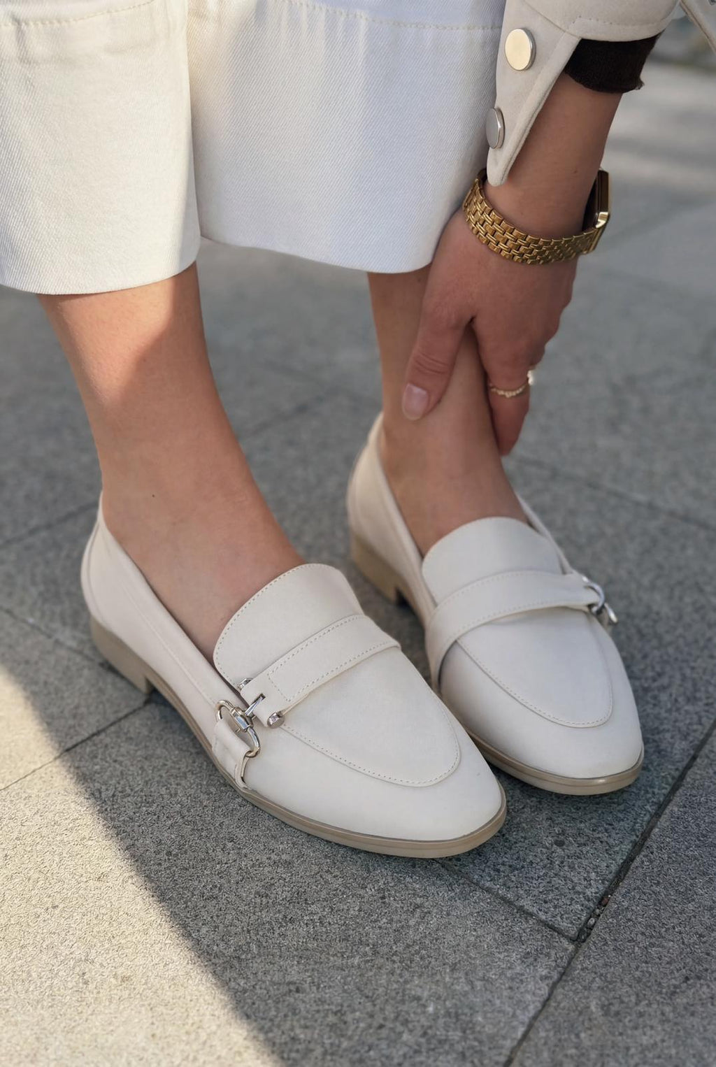 Torlax Beige Satin Women's Loafers