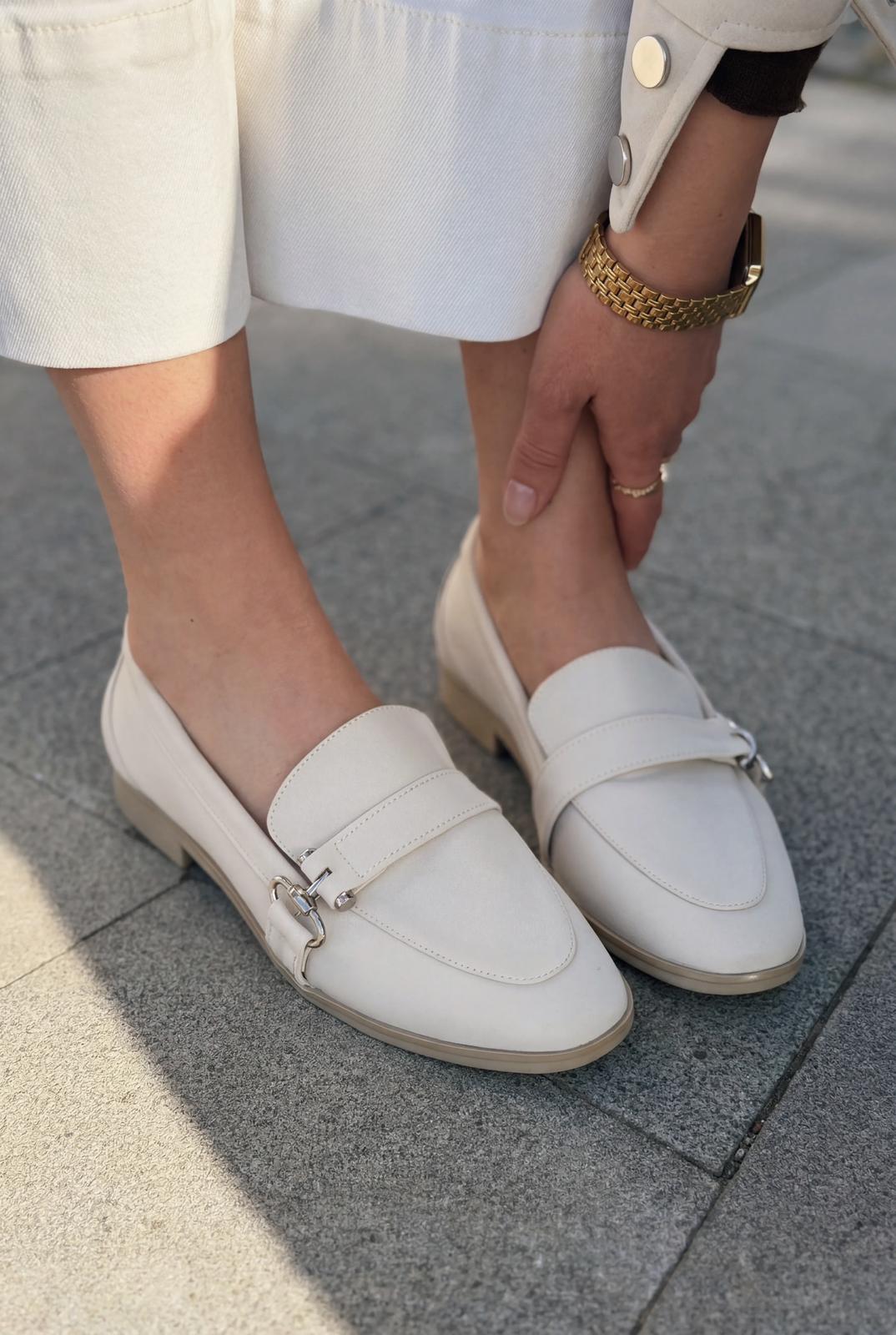 Torlax Beige Satin Women's Loafers
