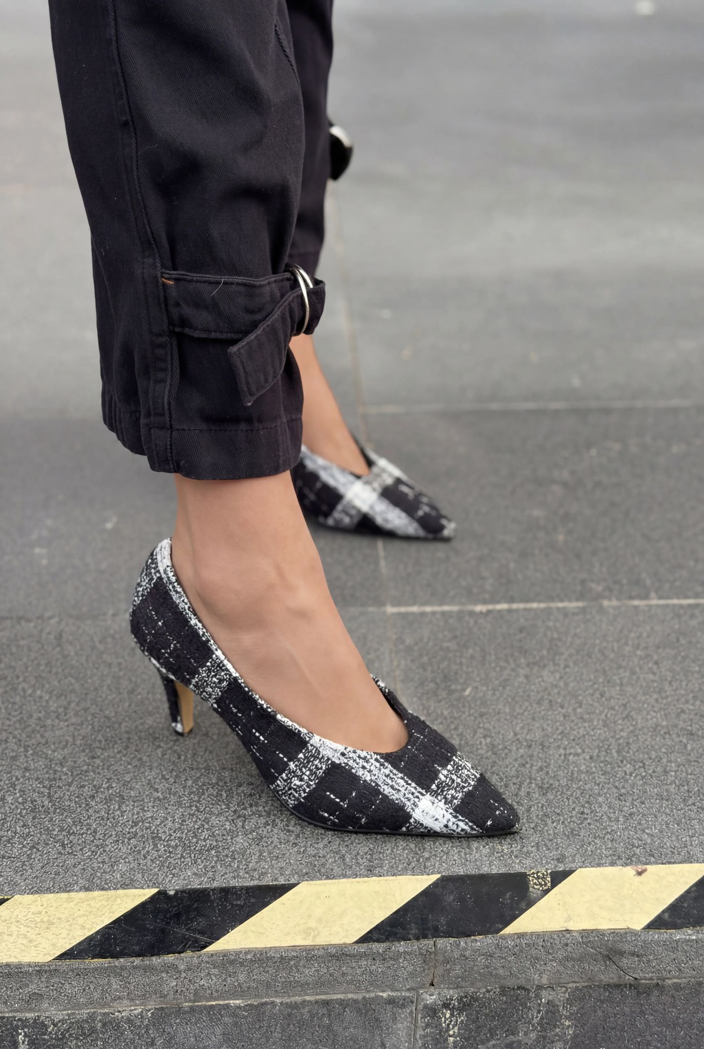 Kairo Black Tweed Plaid Stilettos