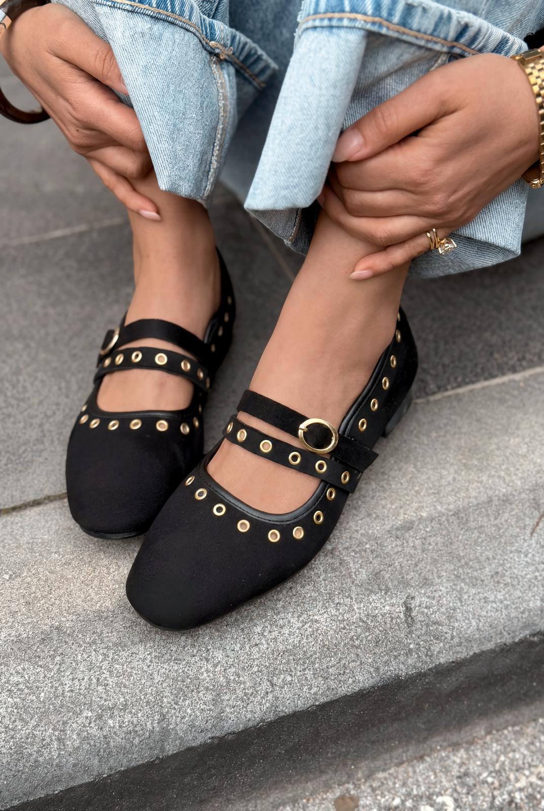 Elia Black Suede Women's Flats
