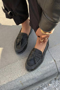 Yorvik Black Satin Women's Loafers