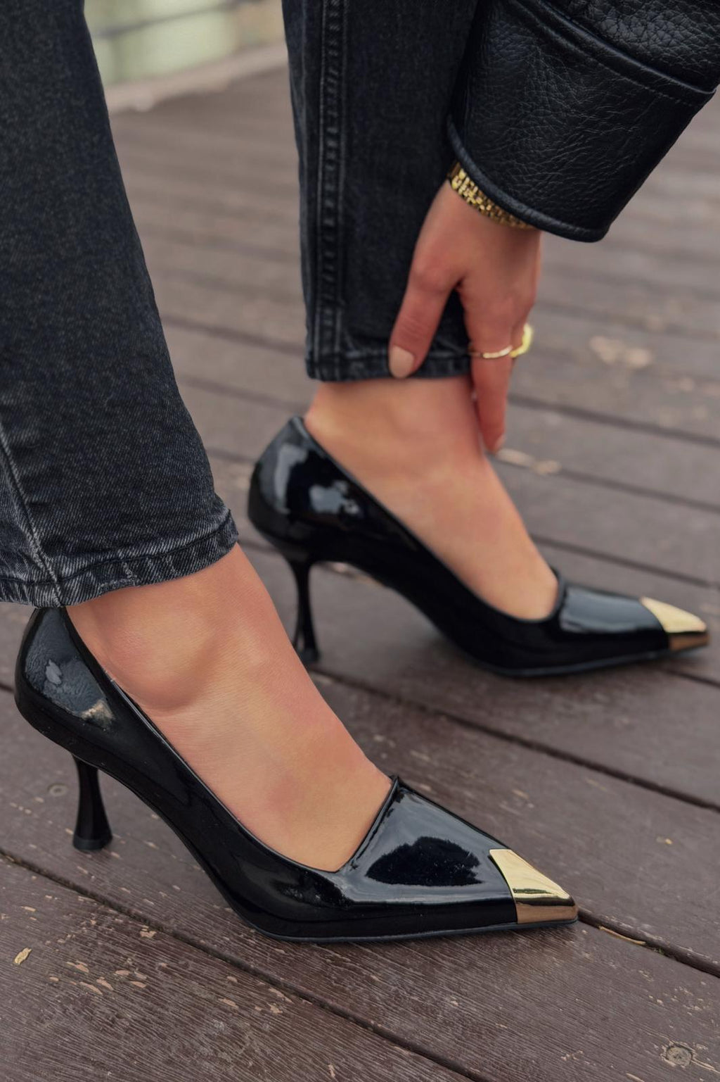 Noctra Black Patent Faux Leather Women's Stilettos