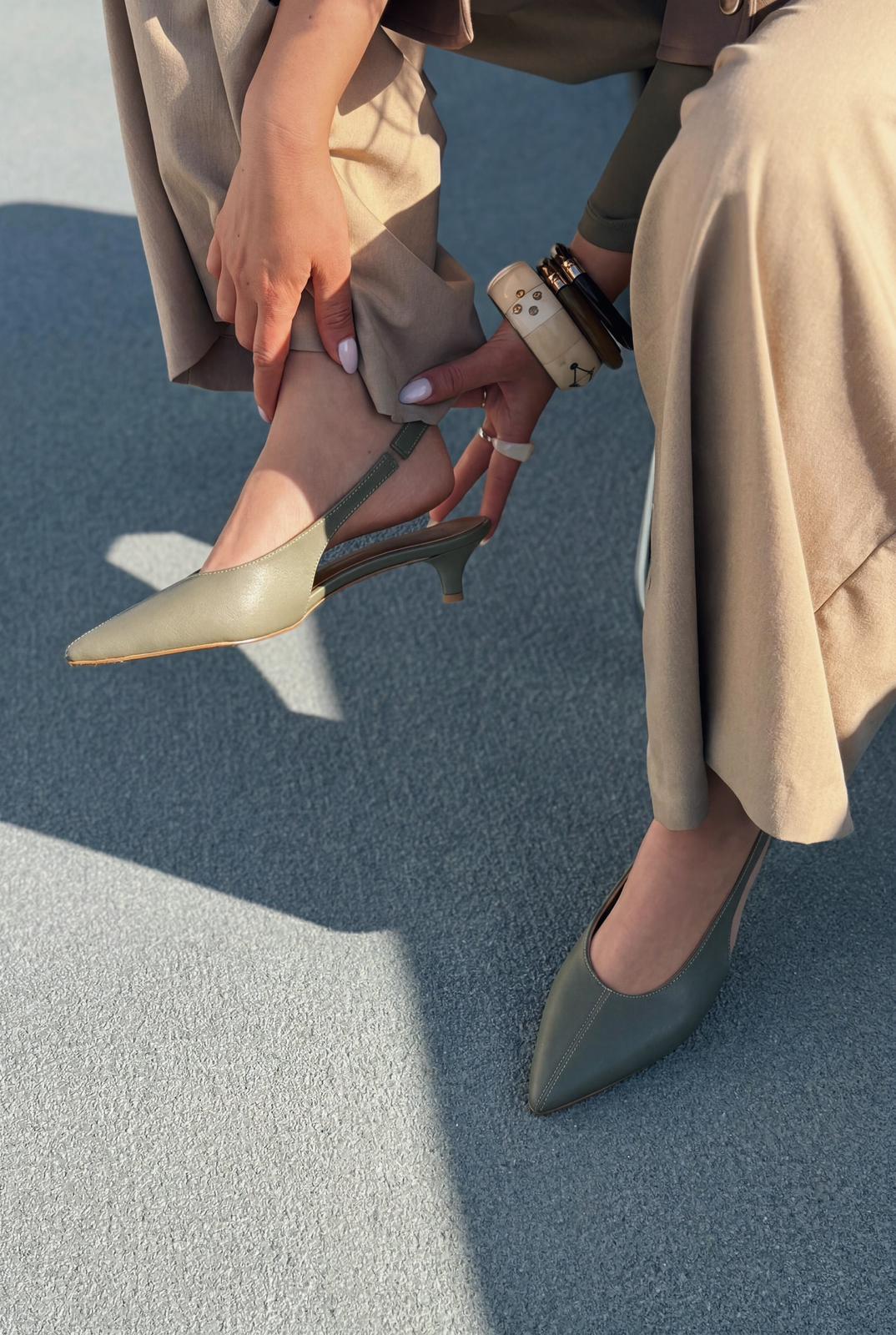 Selor Khaki Faux Leather Women's Stilettos