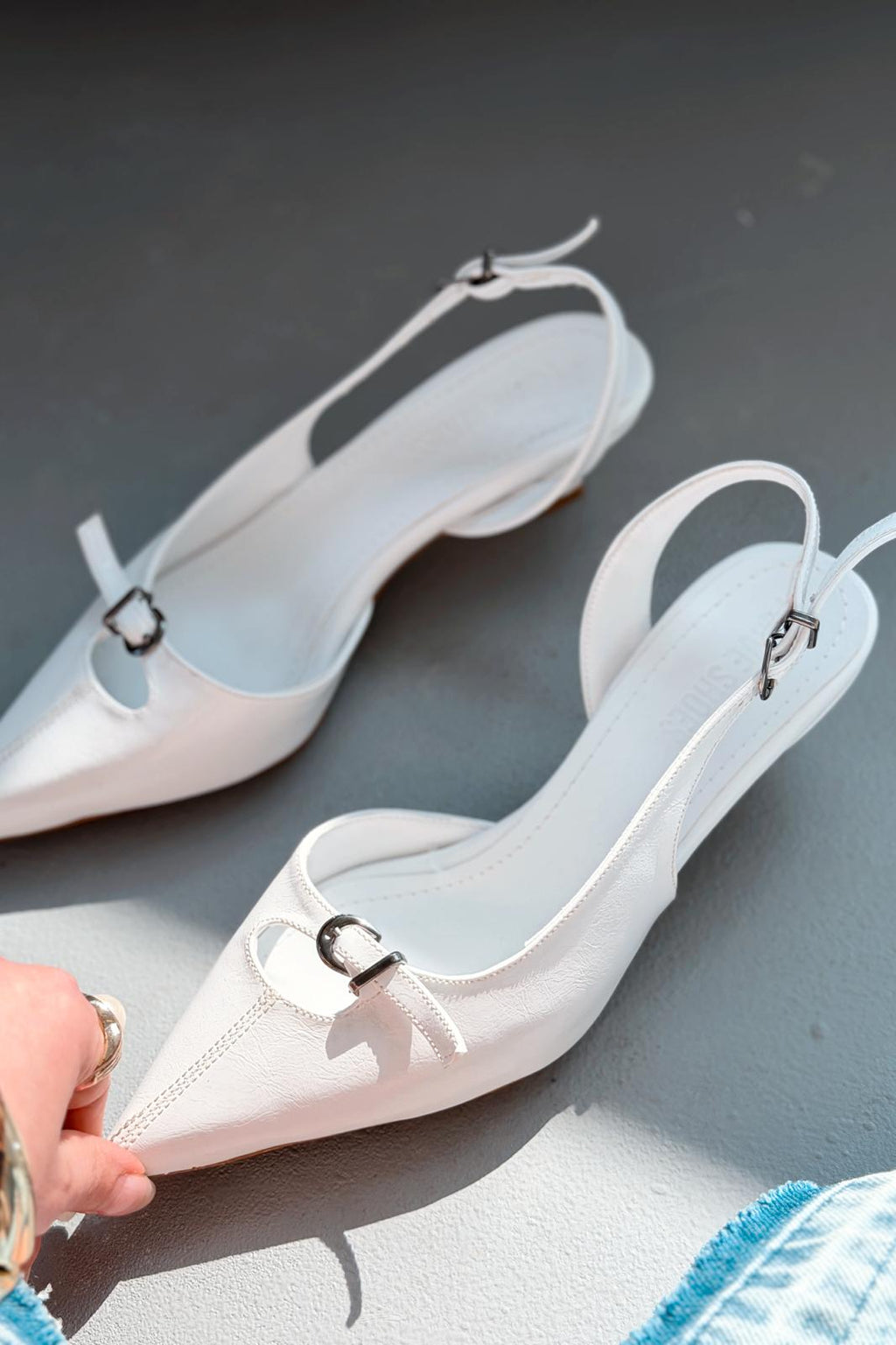 Norin White Crinkled Faux Leather Women's Stilettos