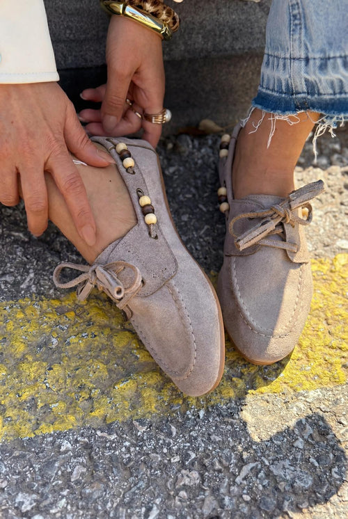 Brion Taupe Suede Women's Oxford Shoes