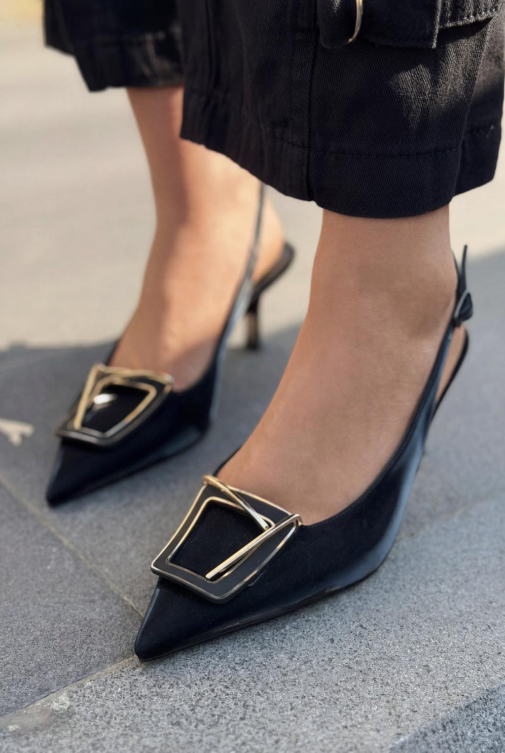 Talvine Black Satin Women's Stilettos