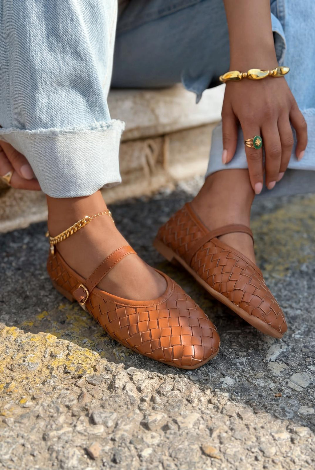 Roselle Tan Faux Leather Women's Flats