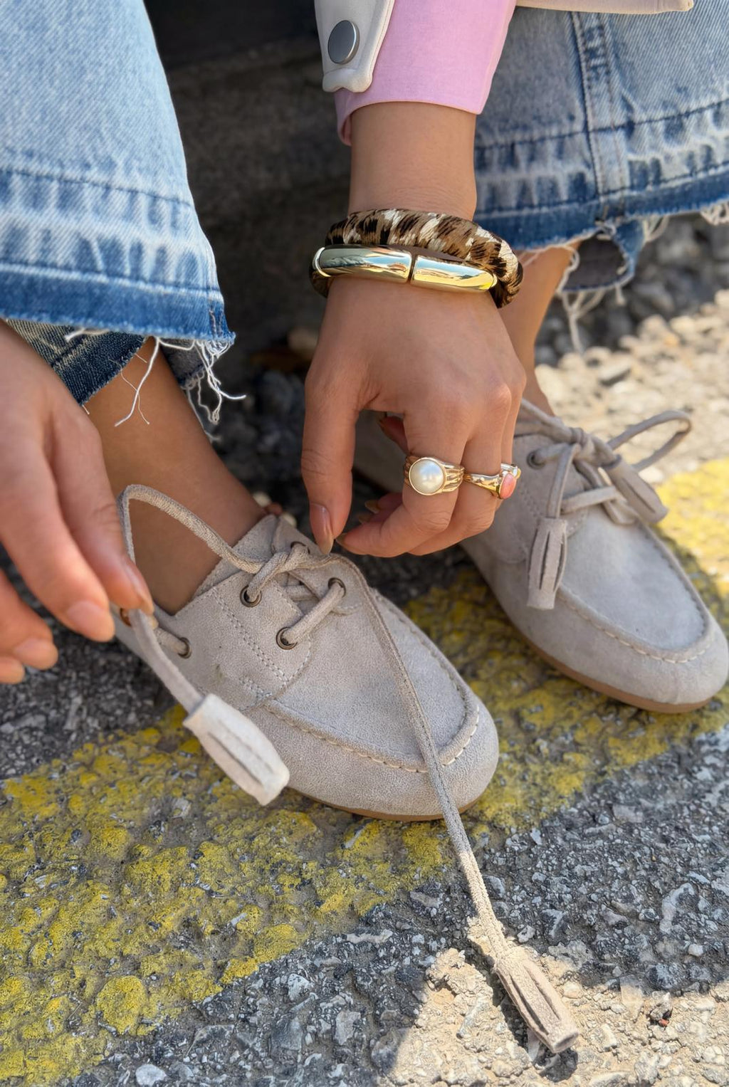 Brion Beige Suede Women's Oxford Shoes