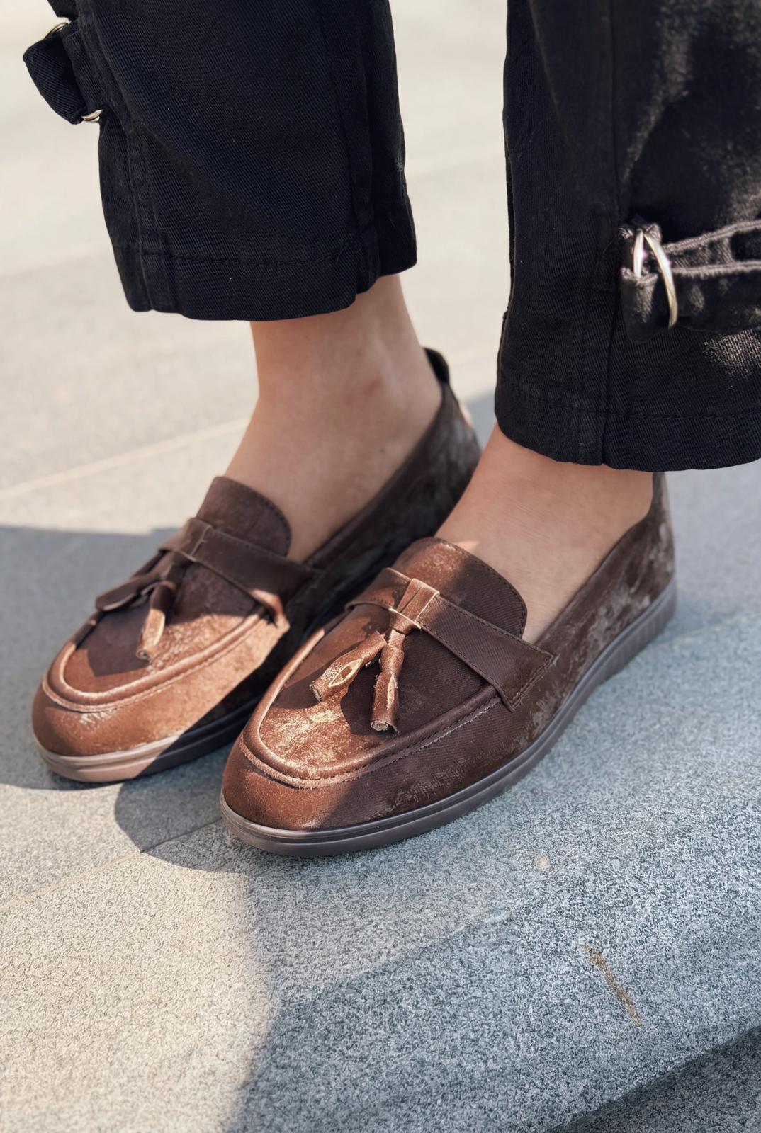 Yorvik Dark Brown Satin Women's Loafers