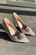 Fovira Silver Satin Women's Stilettos