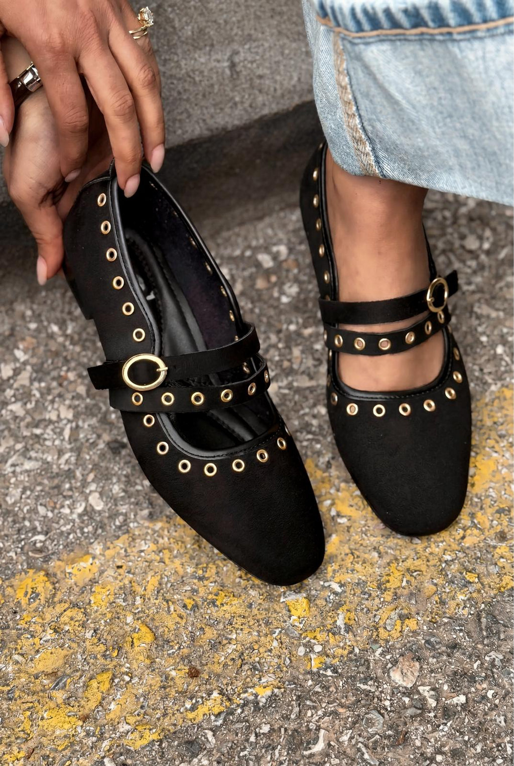 Elia Black Suede Women's Flats