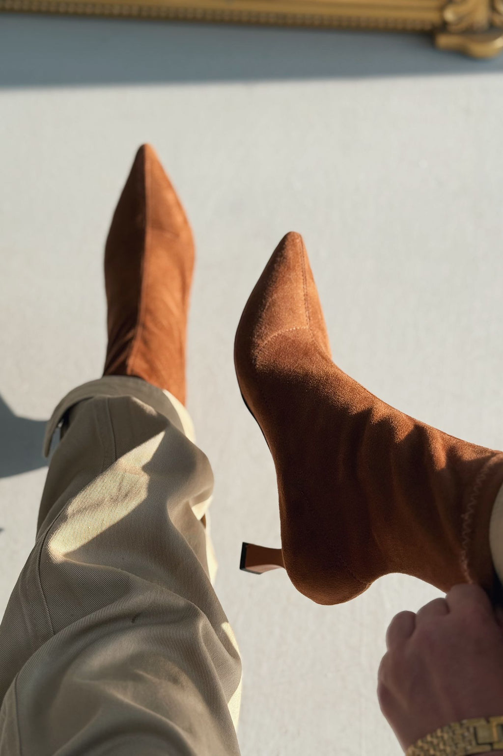 Loravo Suede Taba Stiletto Sock Boots