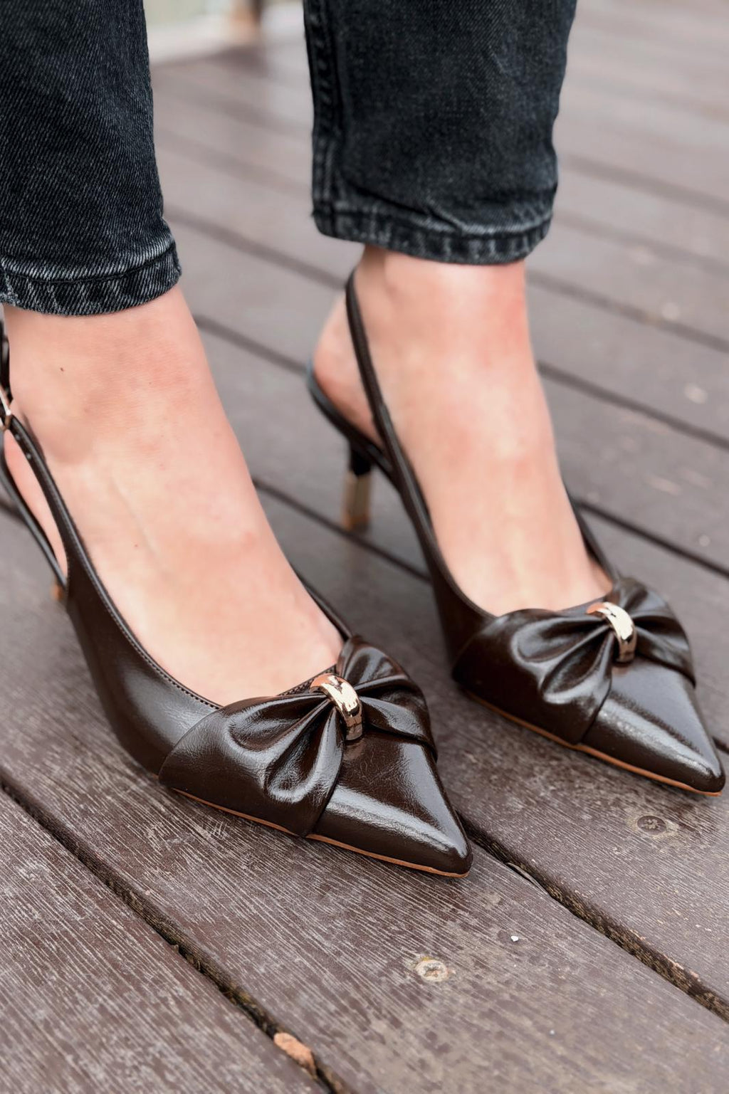 Lorvani Light Brown Faux Leather Women's Stilettos