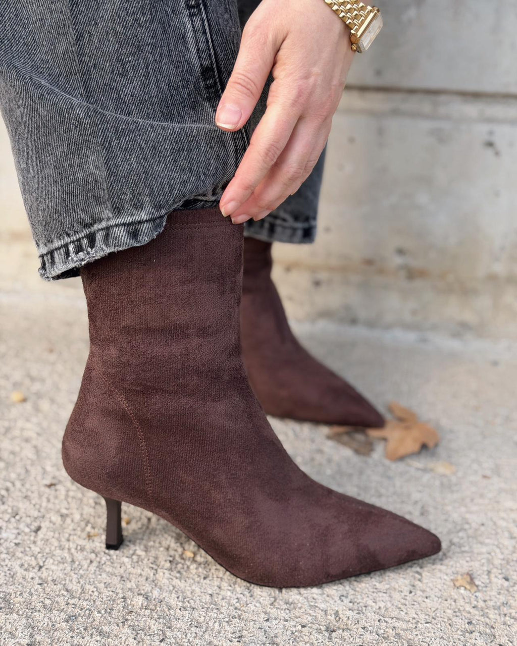Orvex Brown Suede Stiletto Heel Women's Boots