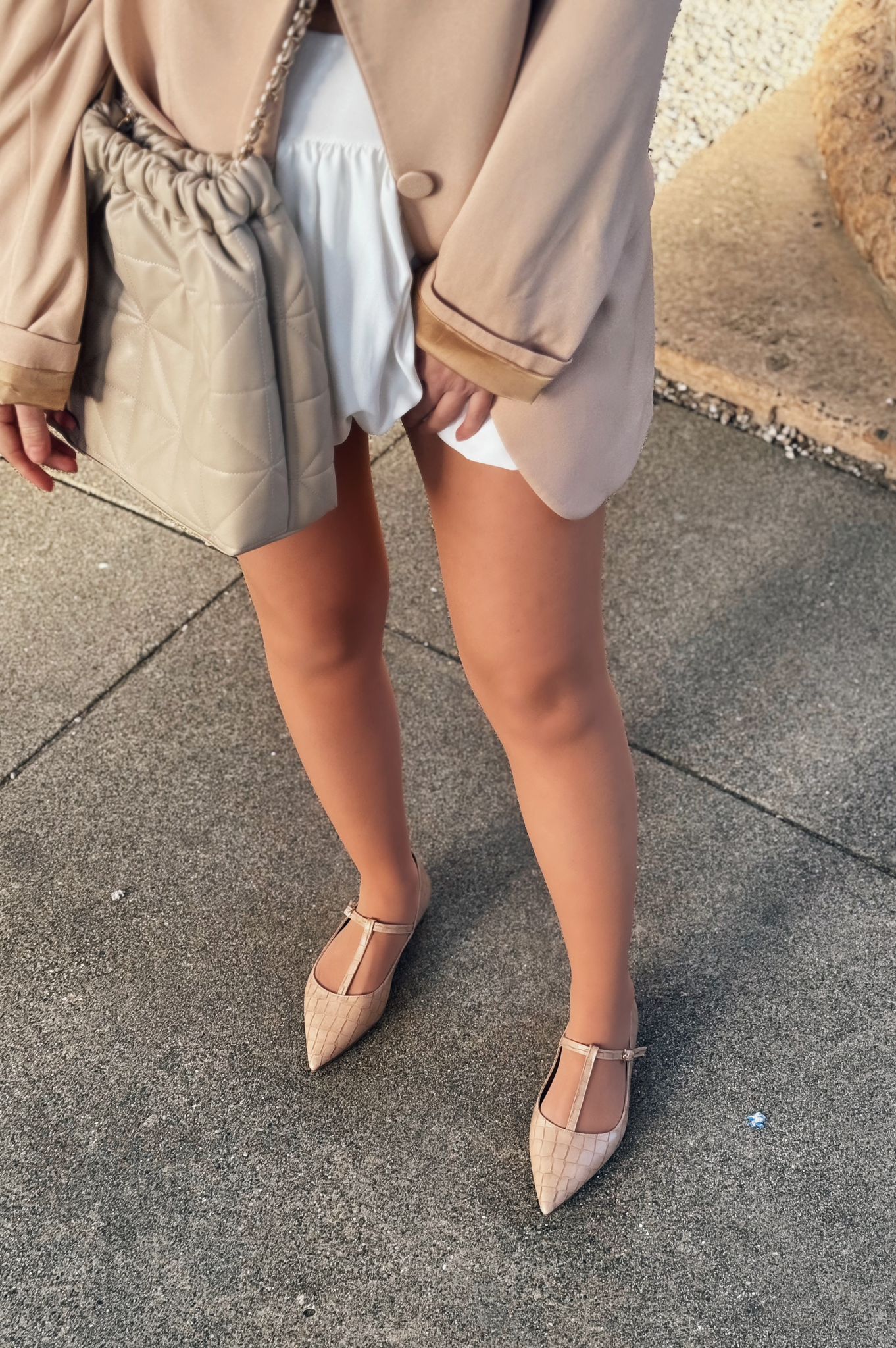 Cormel Nude Faux Leather Croc-Embossed Women's Flats