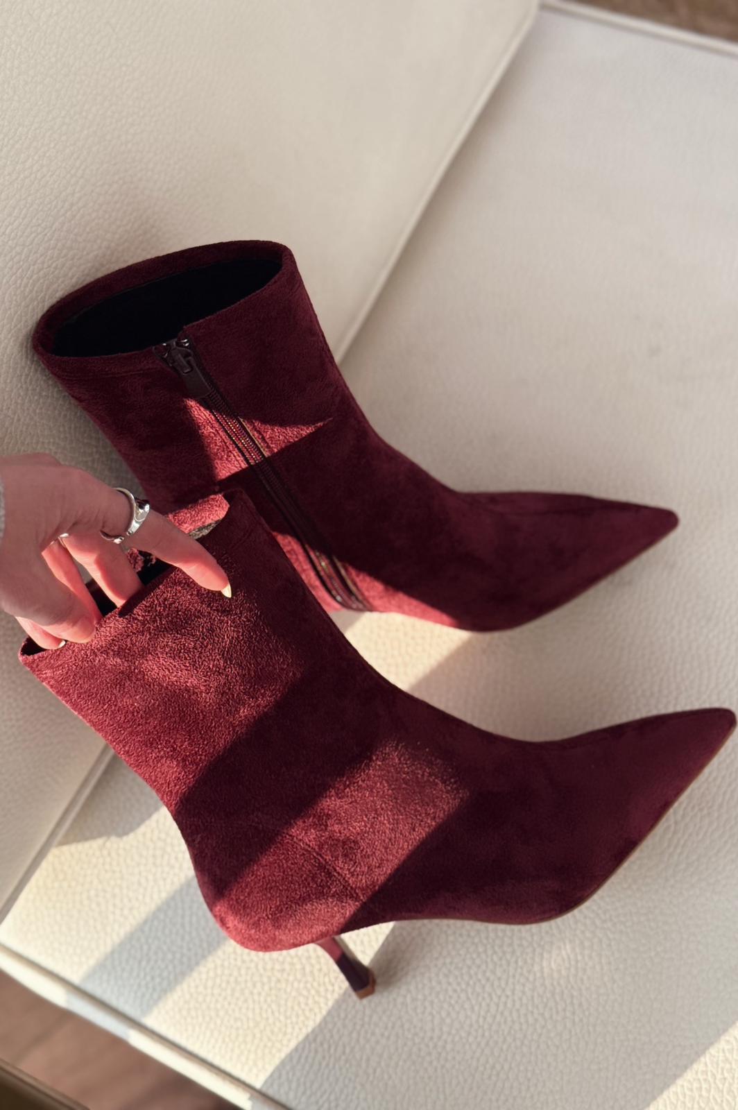 Orvex Bordeaux Suede Stiletto Heel Women's Boots
