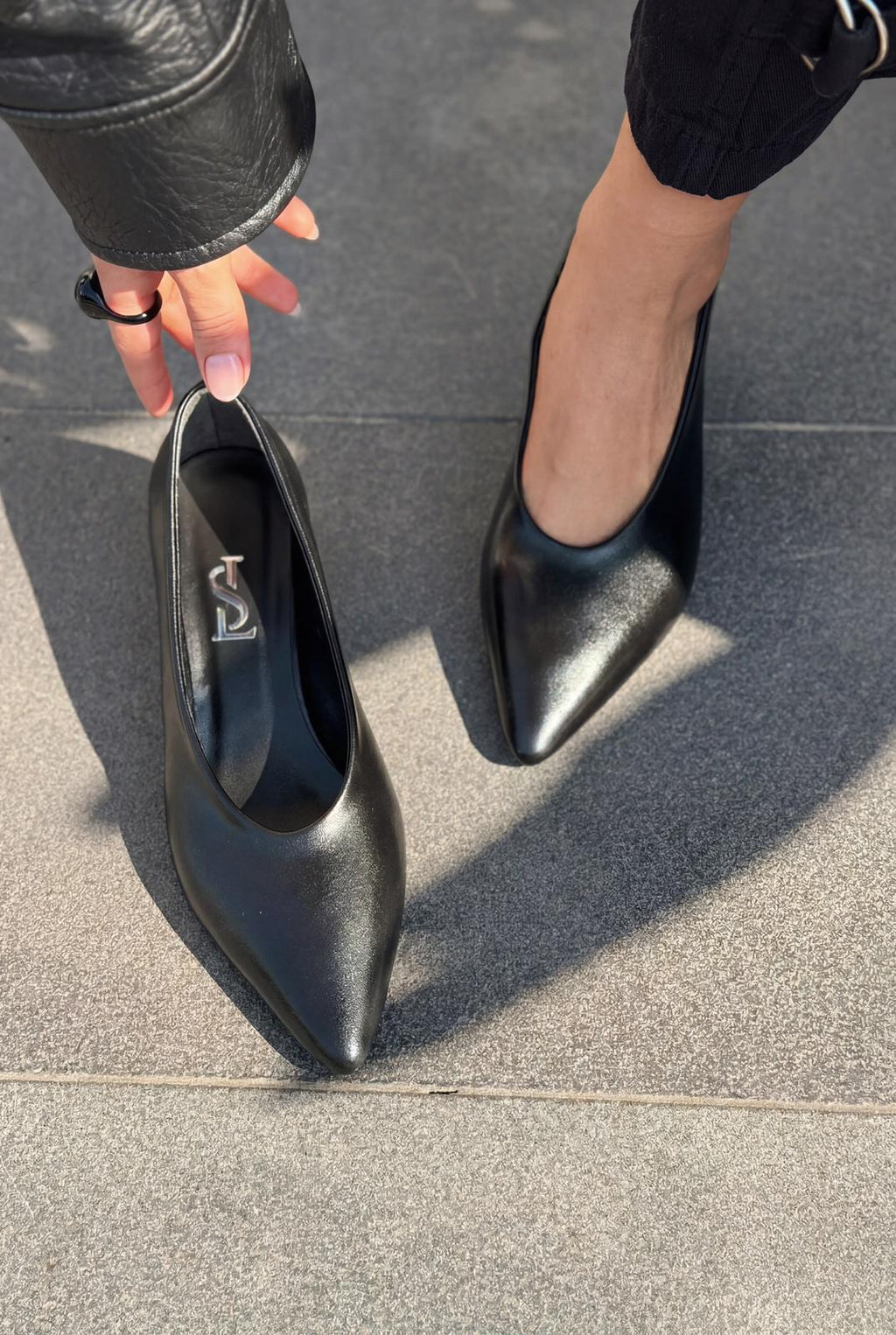 Seranis Black Faux Leather Women's Stilettos