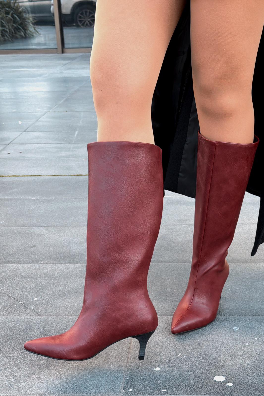 Remni Bordeaux Faux Leather Women's Pumps Boots