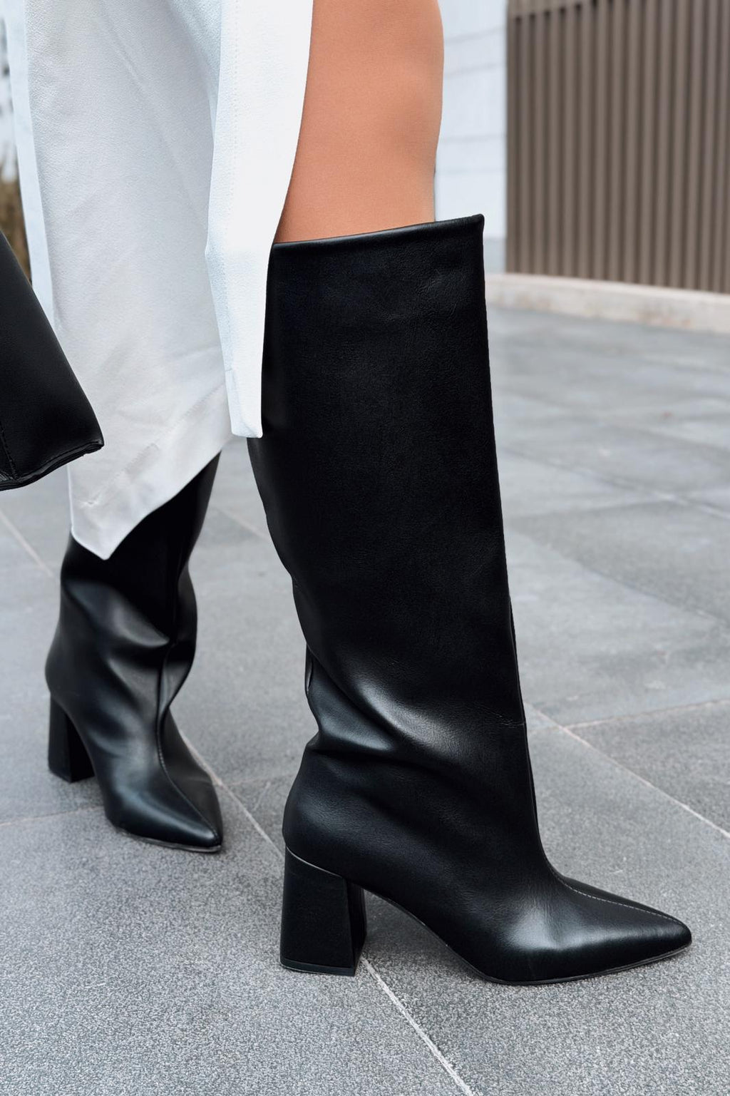Jarlene Black Faux Leather Women's Pumps Boots