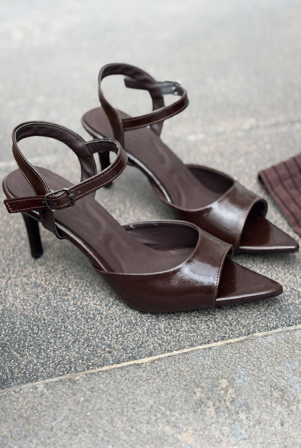 Ardor Light Brown Patent Faux Leather Women's Pumps Sandals