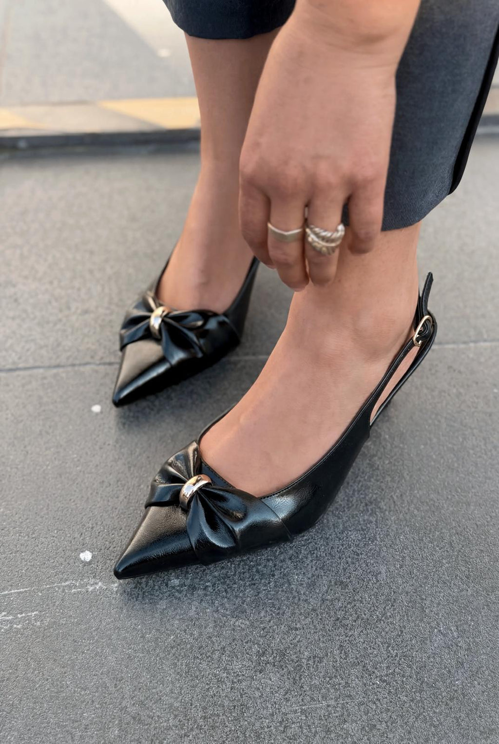 Lorvani Black Faux Leather Women's Stilettos