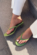 Arlene Green Faux Leather Women's Pumps Thong Sandals