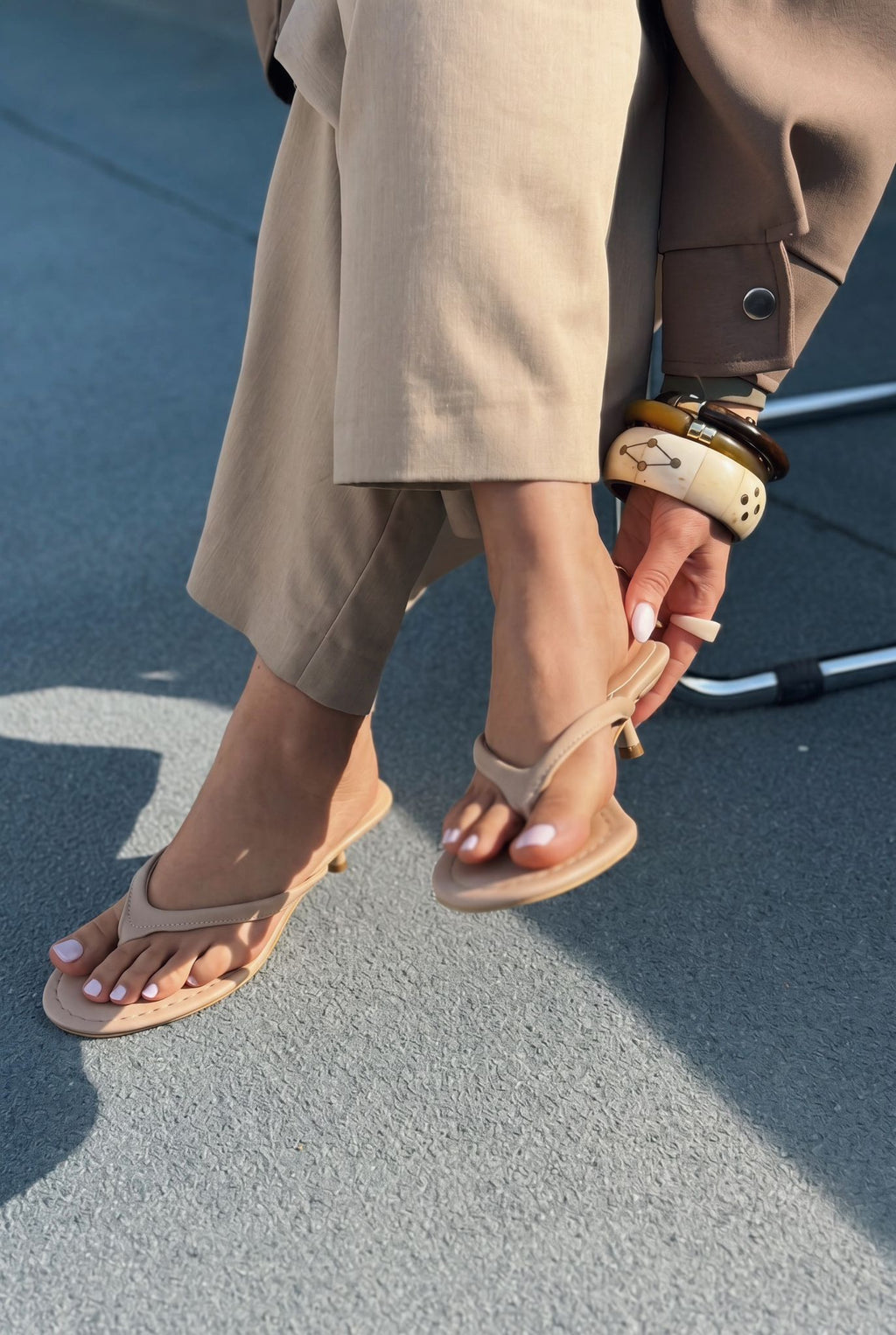Arlene Nude Faux Leather Women's Toe Ring Pumps