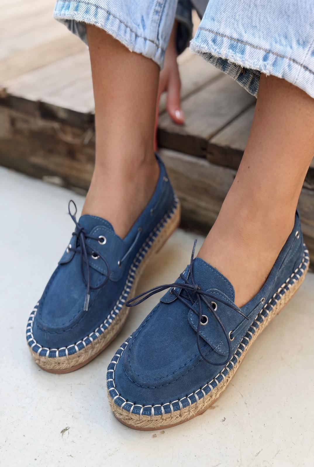 Selora Navy Genuine Suede Women's Loafers