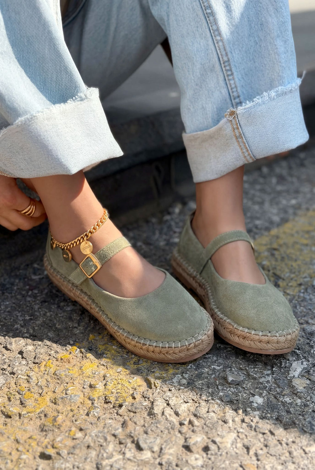 Marena Mint Green Genuine Suede Women's Espadrilles