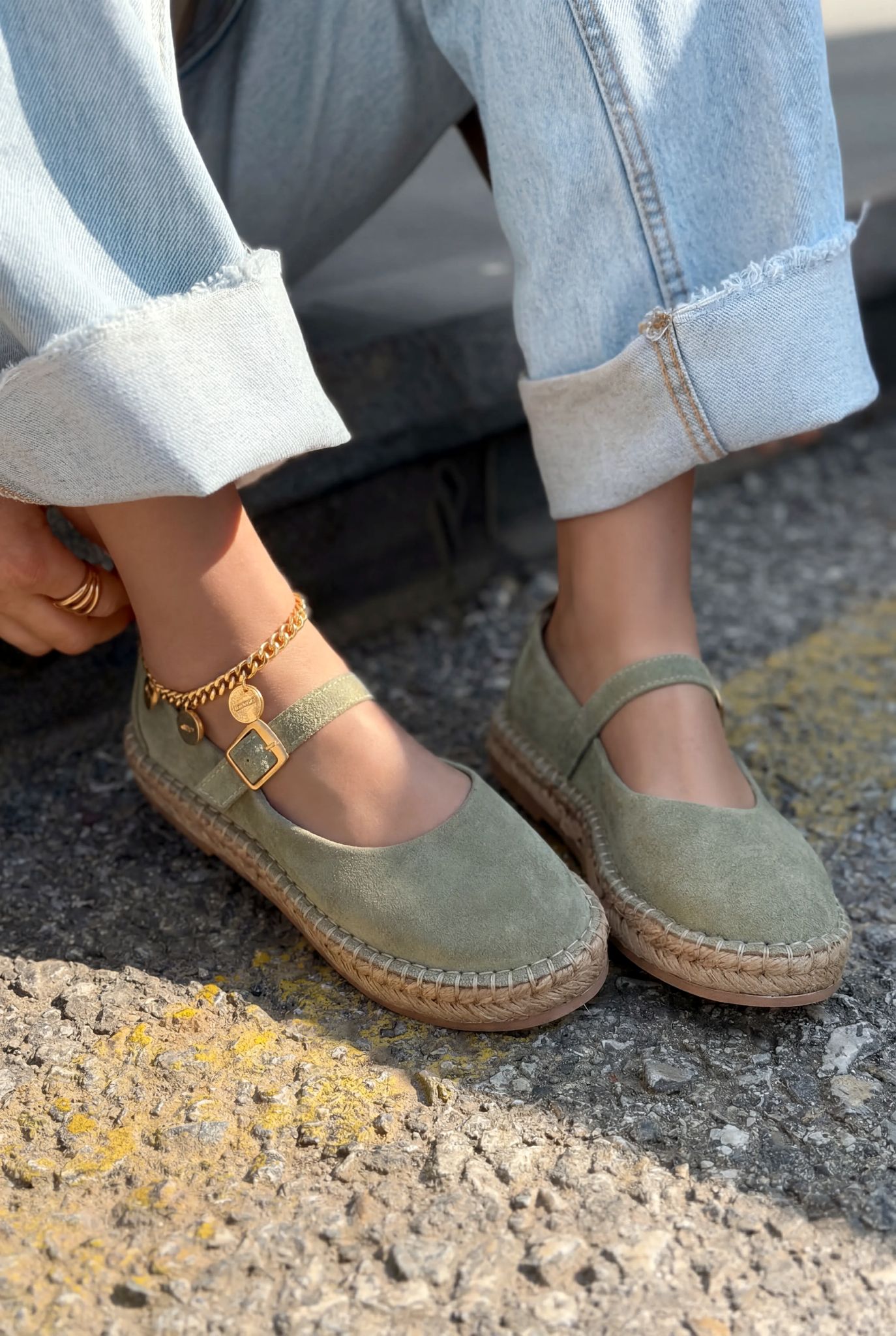 Marena Mint Green Genuine Suede Women's Espadrilles