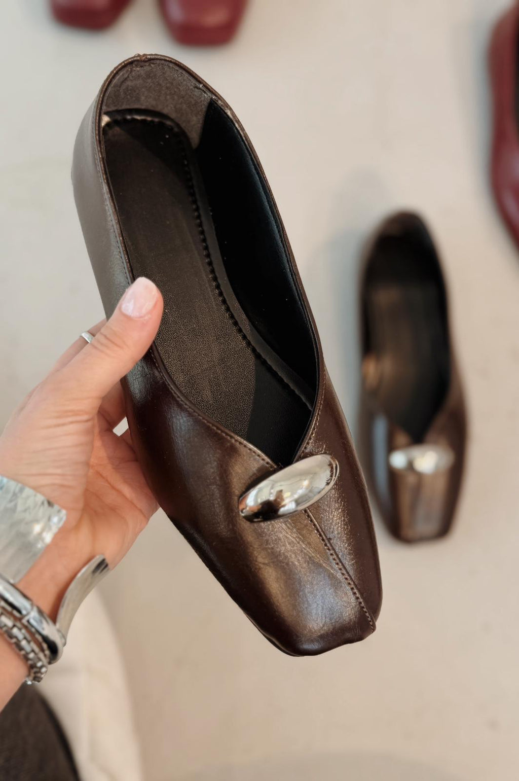 Tormel Dark Brown Faux Leather Women's Flats