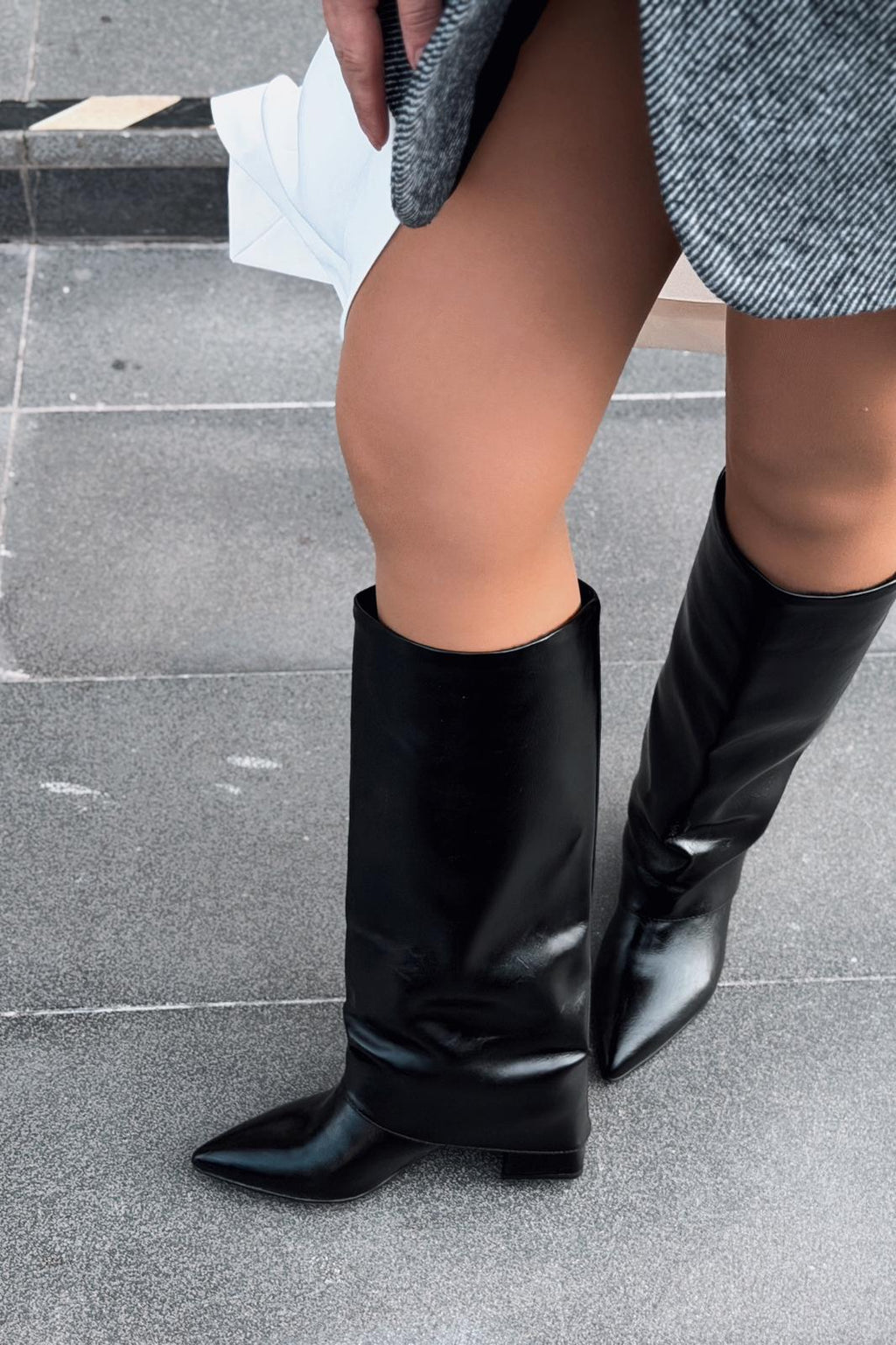 Jasmir Black Patent Faux Leather Women's Pumps Boots