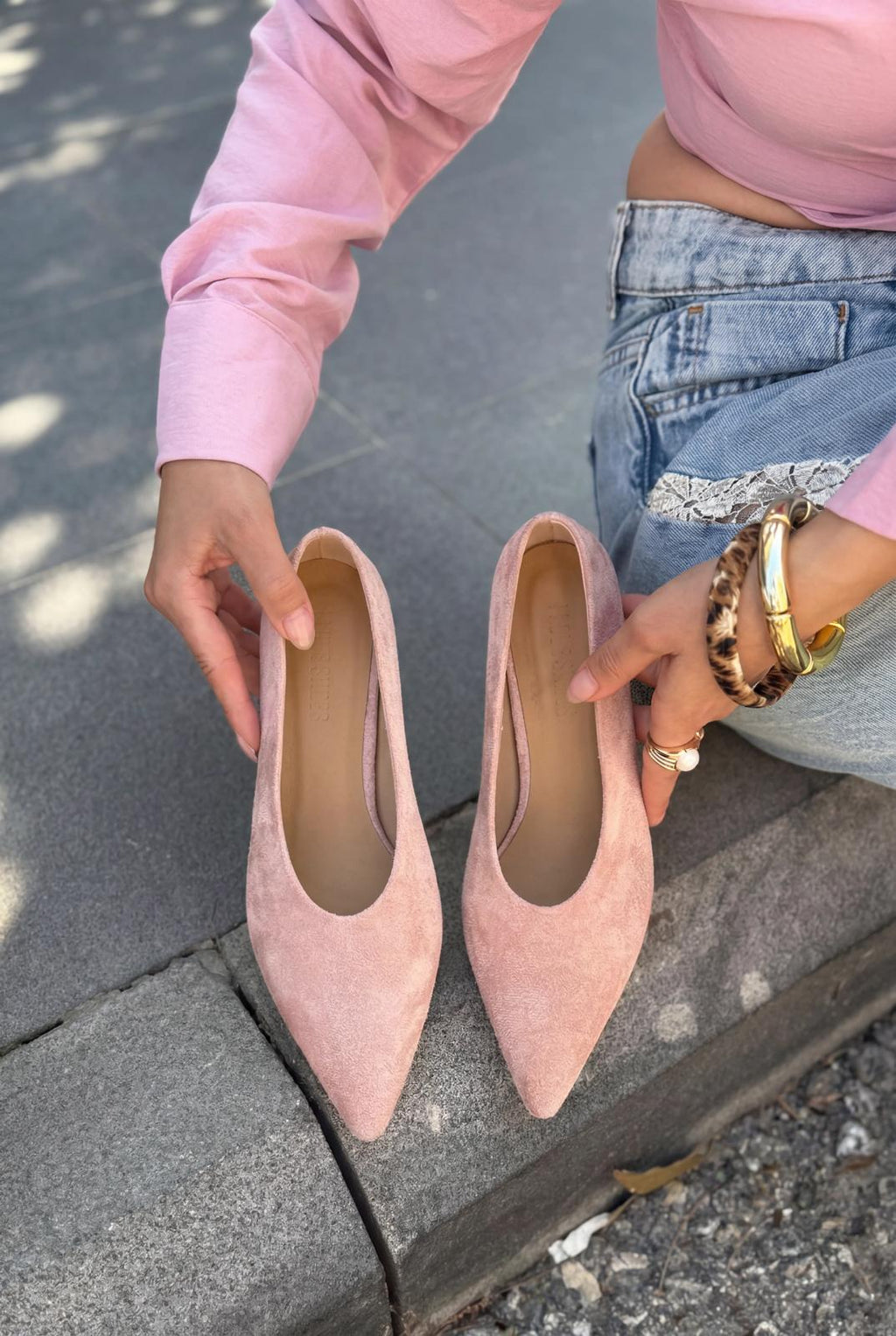 Seranis Powder Suede Genuine Leather Stiletto