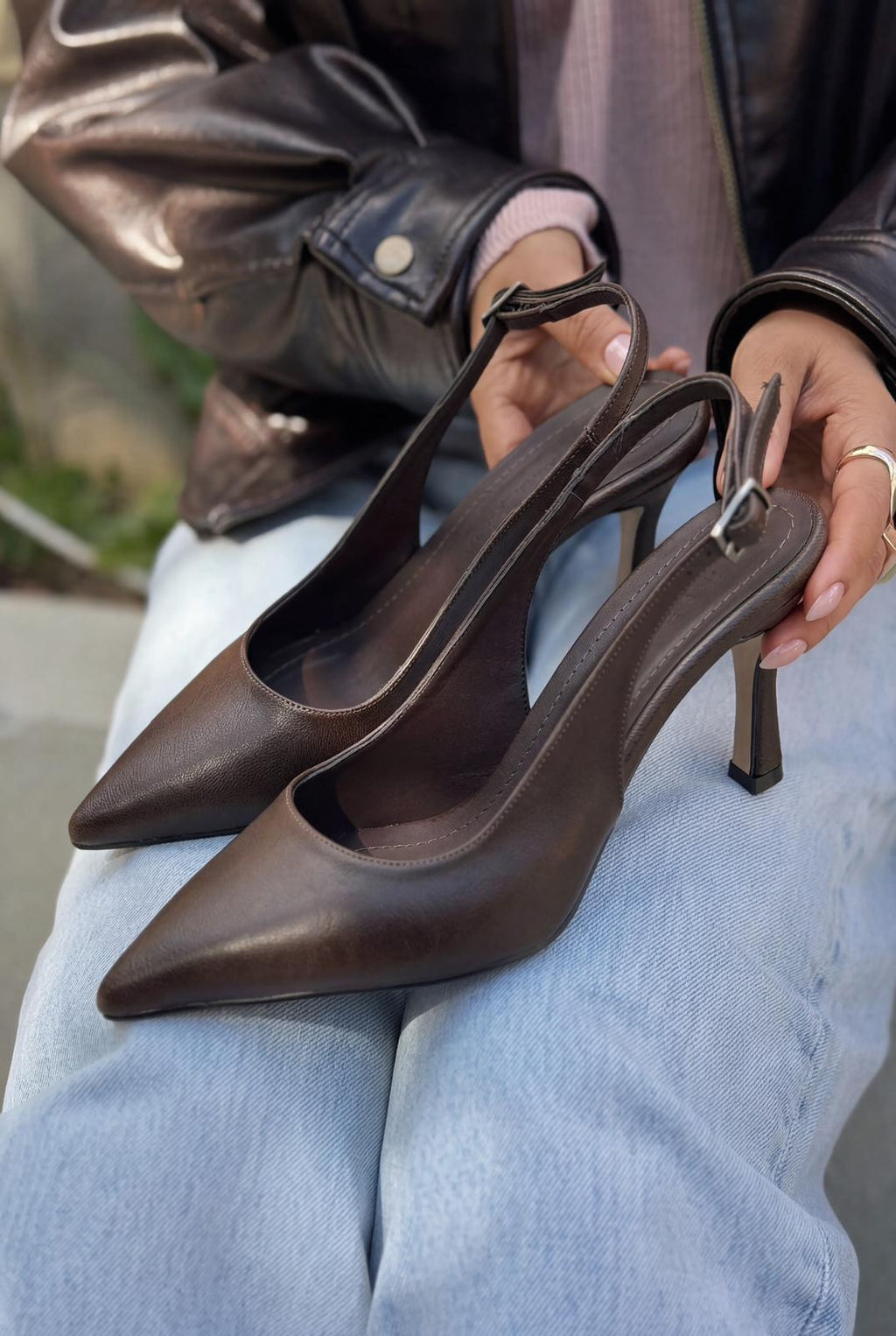 Alvessa Taupe Faux Leather Women's Stilettos