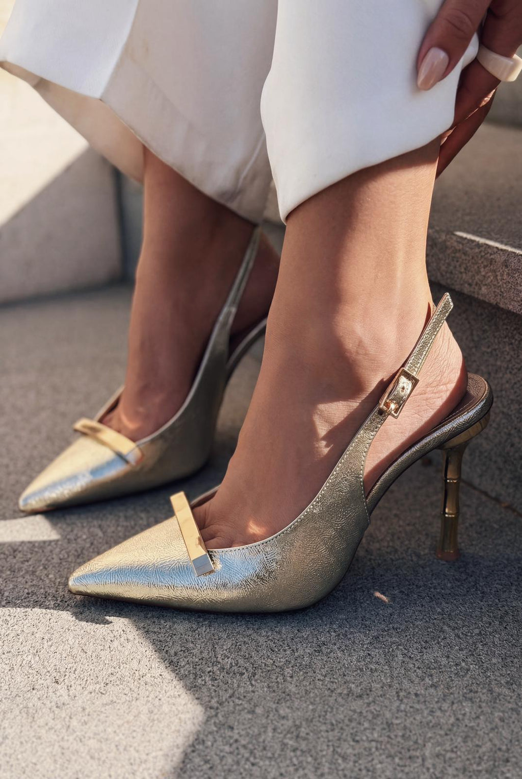 Norloven Gold Patent Faux Leather Women's Stilettos