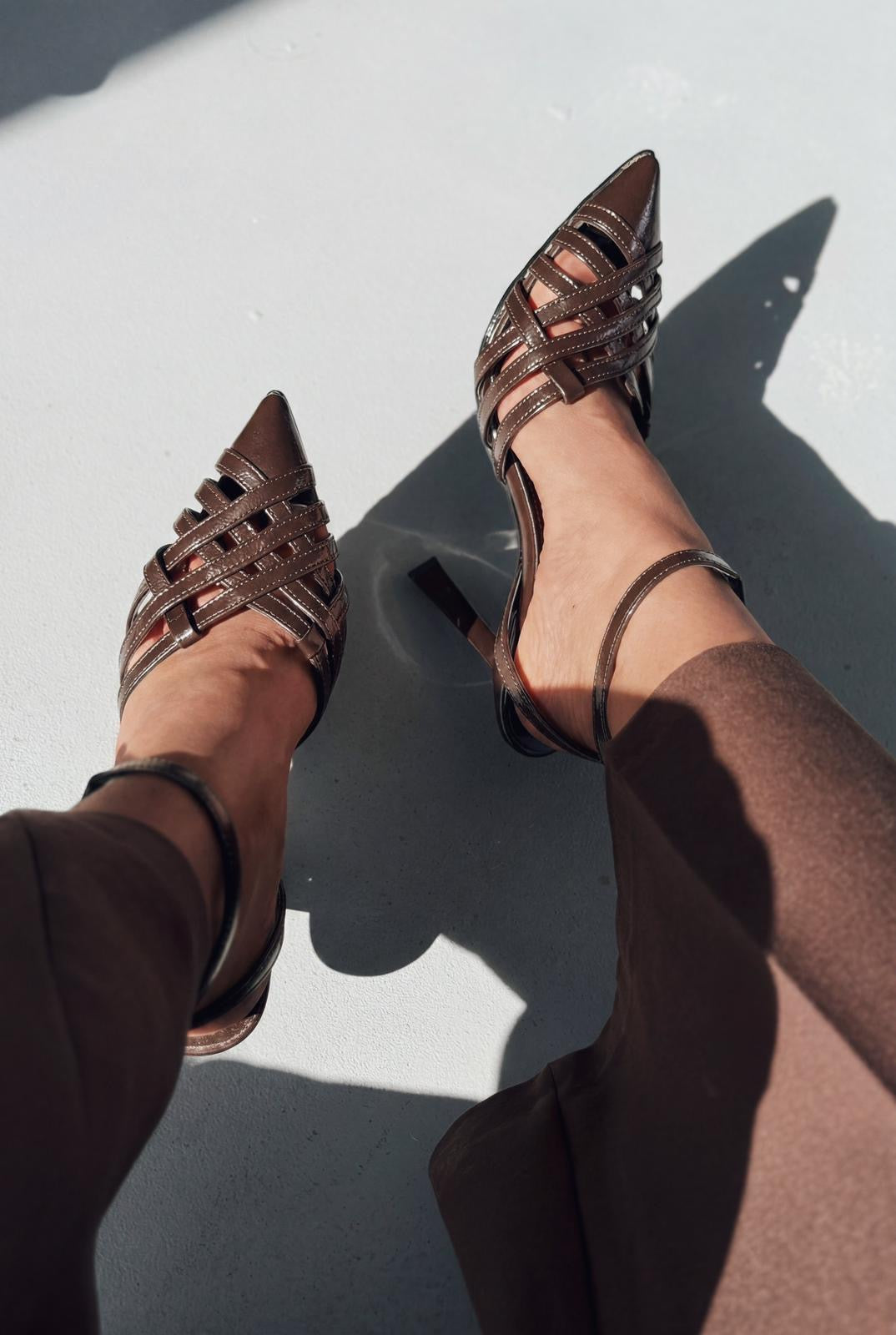 Luvien Light Brown Faux Leather Women's Stilettos