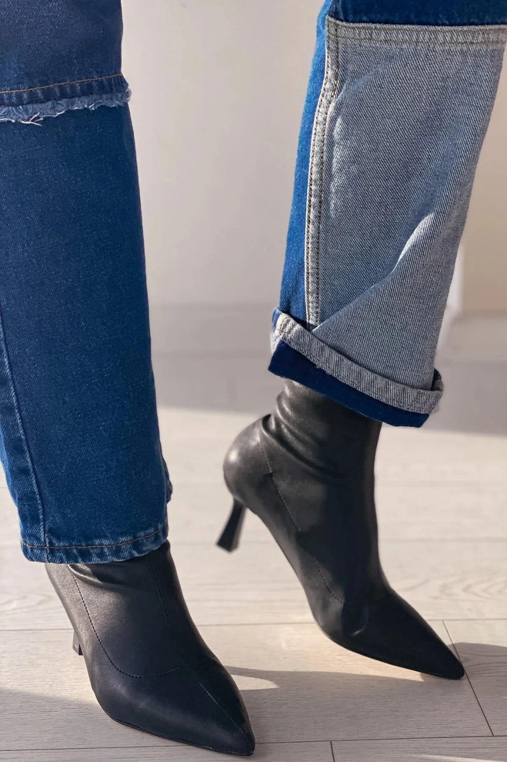 Loravo Black Stretch Faux Leather Pumps Boots Women's