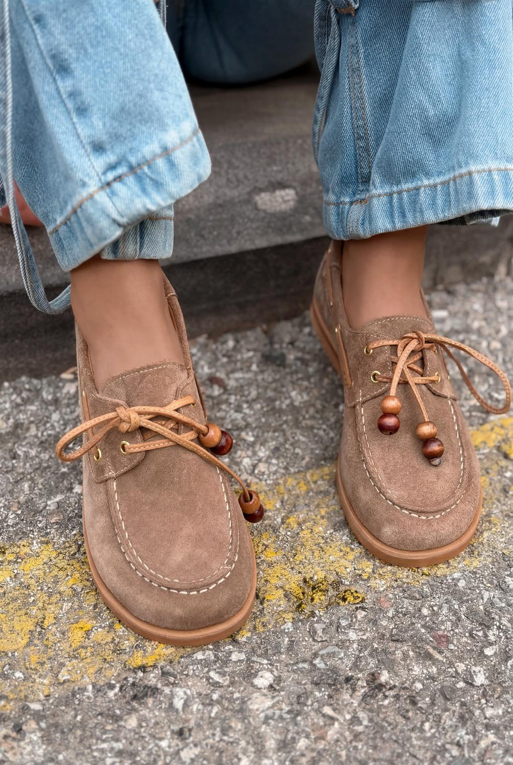 Armon Taupe Genuine Suede Women's Oxford Shoes