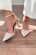 Rivara Beige Patent Faux Leather Women's Pumps