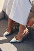 Norloven Silver Patent Faux Leather Women's Stilettos
